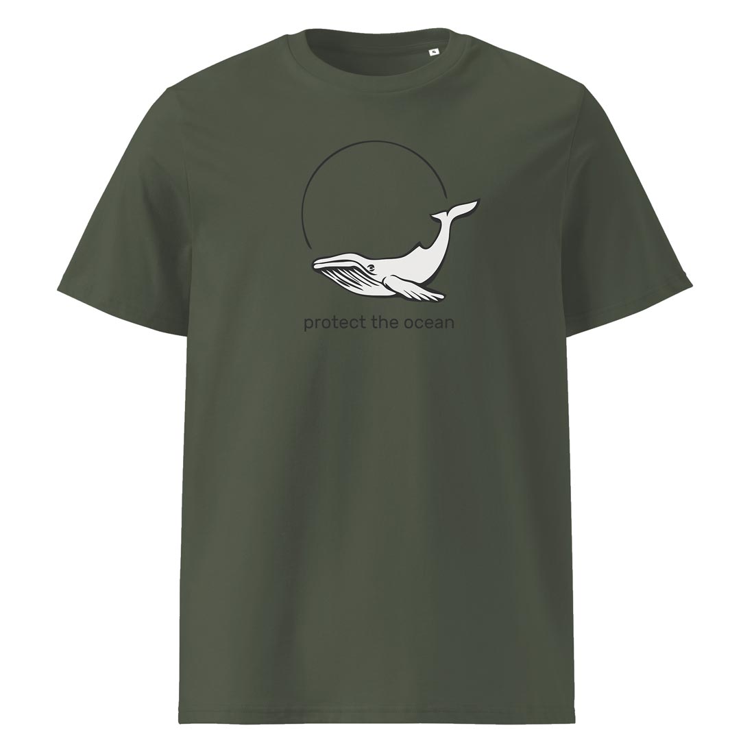 PROTECT THE OCEAN – tričko z bio bavlny s poselstvím pro milovníky moří | FleekFox v barvě Khaki