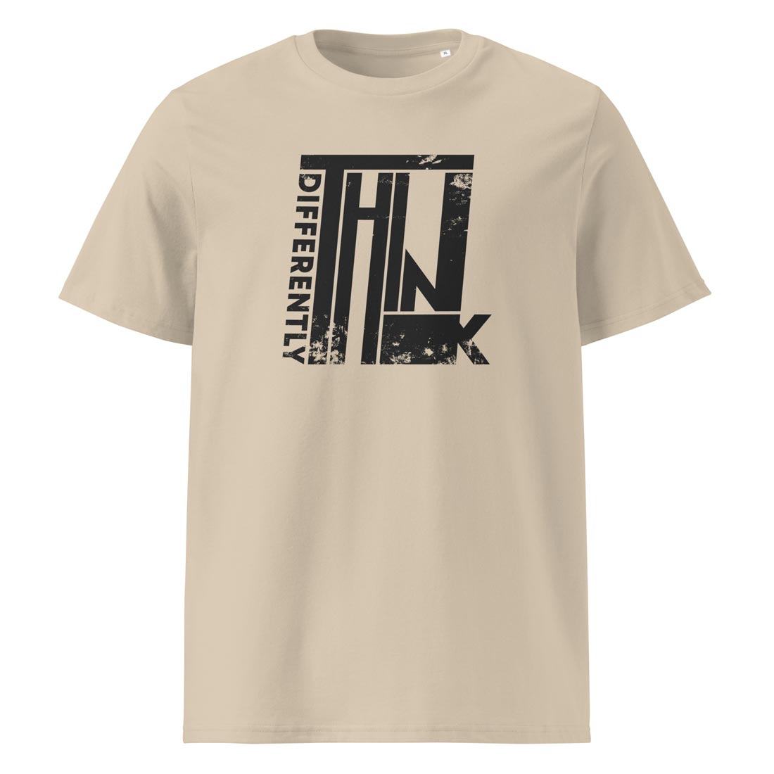 THINK DIFFERENTLY – streetwear tričko z bio bavlny pro ty, co dělají věci po svém | FleekFox v barvě Desert Dust