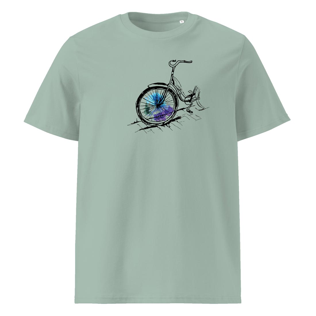 ART BIKE – streetwear tričko z bio bavlny pro cyklisty s duší umělce | FleekFox v barvě Aloe