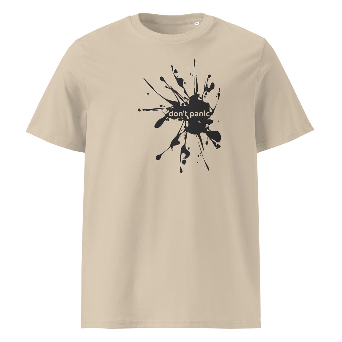 DON'T PANIC – streetwear tričko z bio bavlny. | FleekFox v barvě Desert Dust