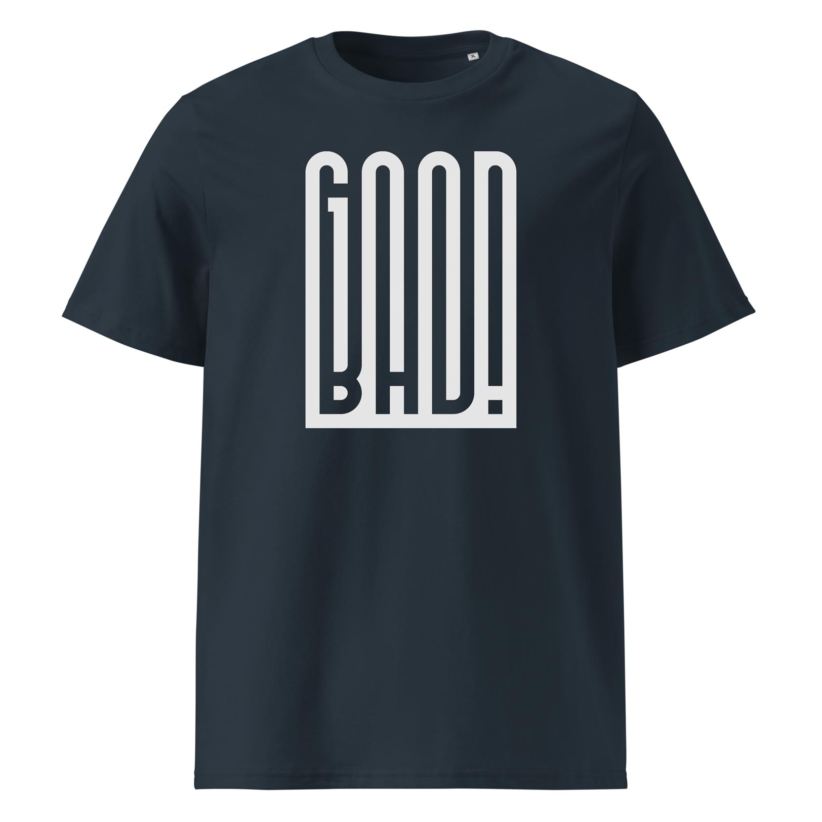 GOOD / BAD – tričko z bio bavlny s optickým efektem pro ty, co nejsou vždycky v lati | FleekFox v barvě India Ink Grey