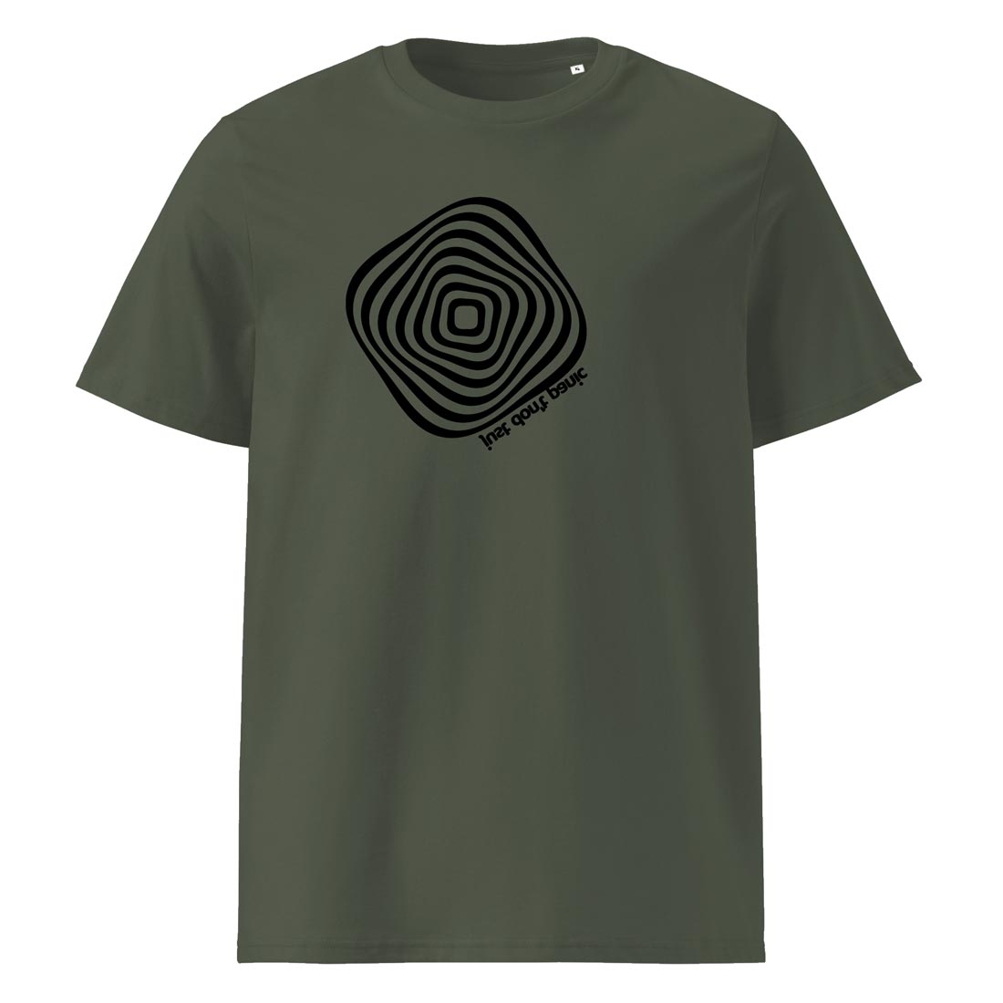 HYPNOTIZING – streetwear tričko z bio bavlny s optickým efektem | FleekFox v barvě Khaki