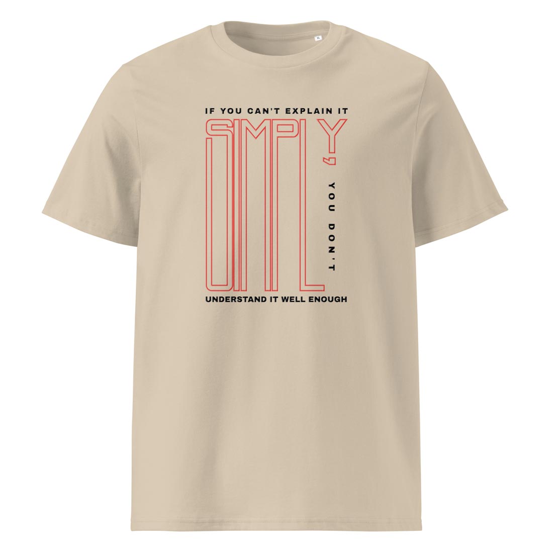 SIMPLY – streetwear tričko z bio bavlny s citátem | FleekFox v barvě Desert Dust
