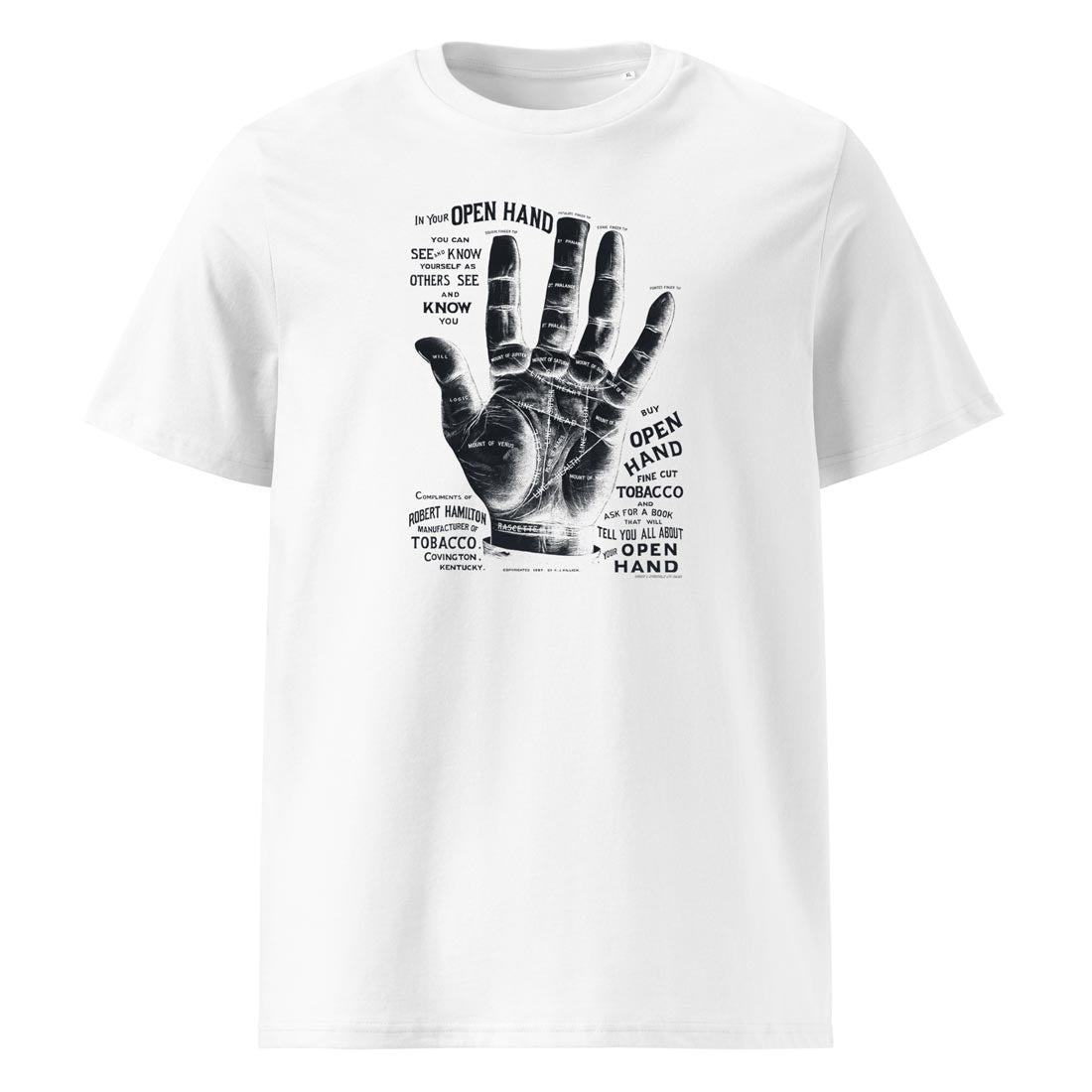 OPEN HAND – vintage tričko z bio bavlny | FleekFox v barvě White