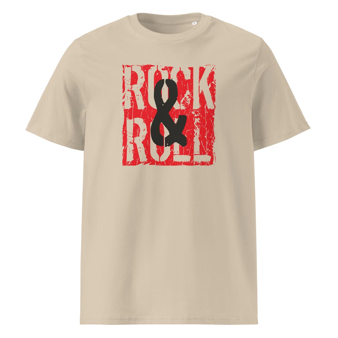 ROCK & ROLL – vintage tričko z bio bavlny pro ROCK&ROLL týpky | FleekFox v barvě Desert Dust