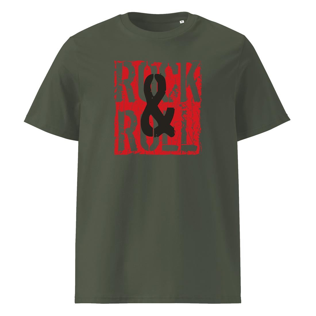 ROCK & ROLL – vintage tričko z bio bavlny pro ROCK&ROLL týpky | FleekFox v barvě Khaki