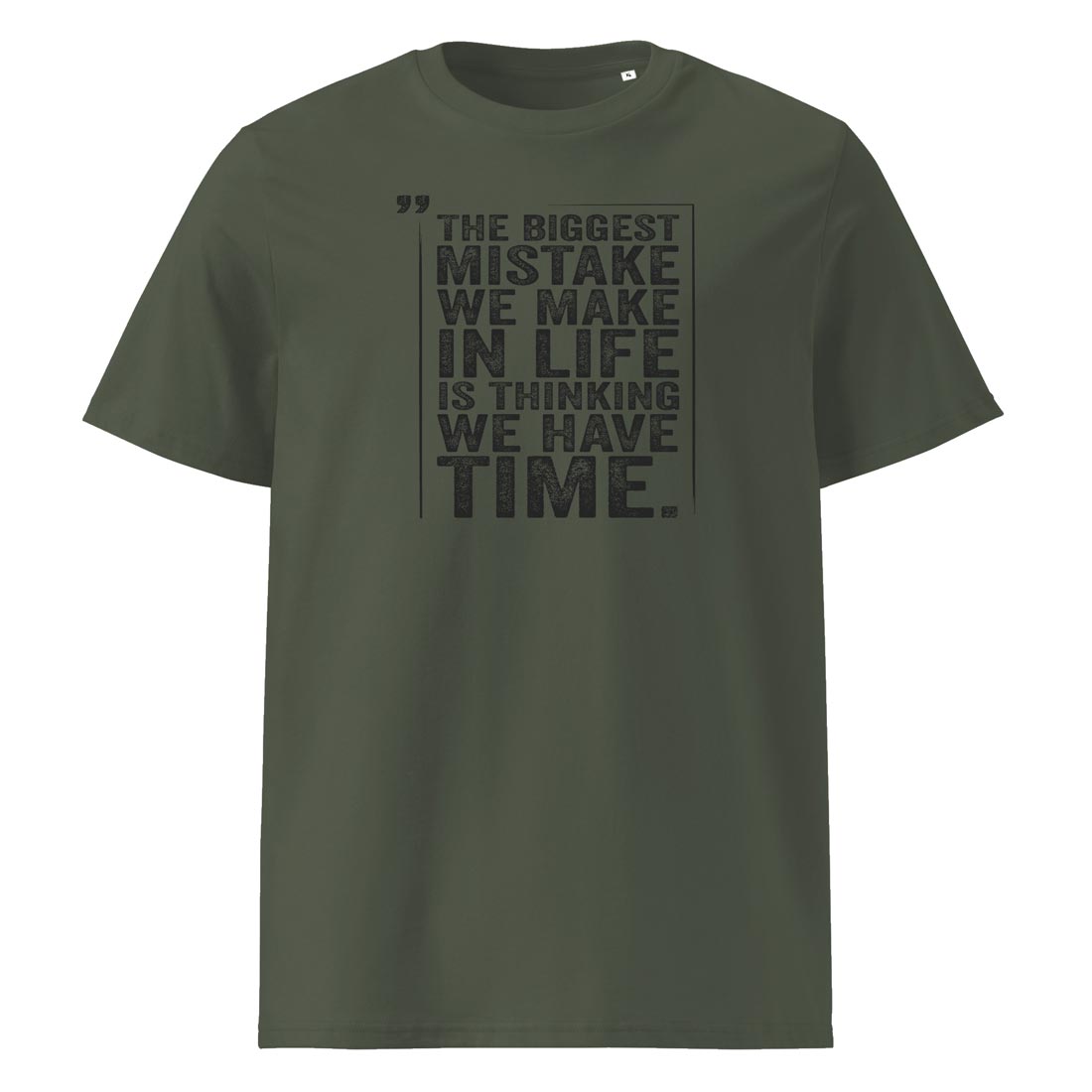 THE BIGGEST MISTAKE – streetwear tričko z bio bavlny | FleekFox v barvě Khaki