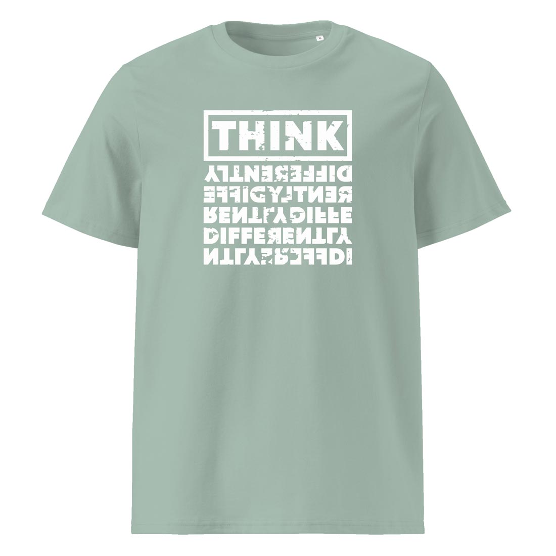 THINK DIFFERENTLY – streetwear tričko z biobavlny s rozbitou typografií | FleekFox v barvě