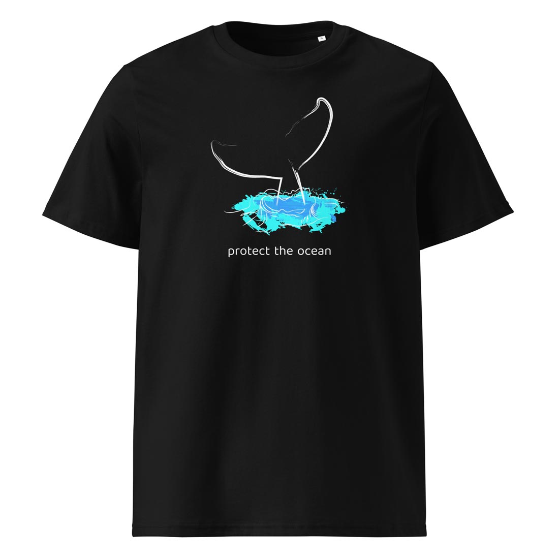 WHALE AND WATER – streetwear tričko z bio bavlny Stanley/Stella | FleekFox v barvě černá