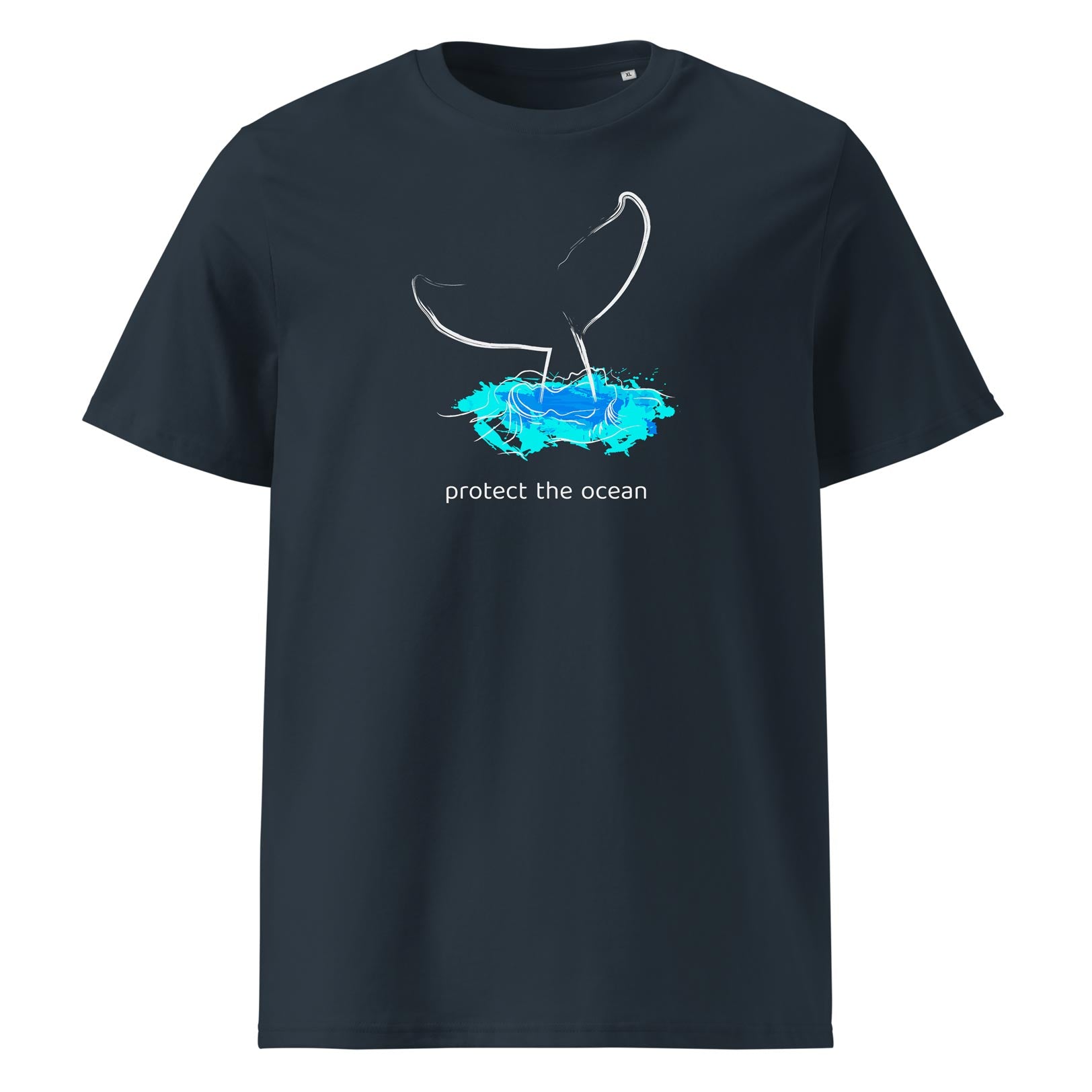 WHALE AND WATER – streetwear tričko z bio bavlny | FleekFox v barvě India Ink Grey 3XL