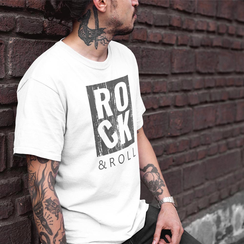 ROCK & ROLL – streetwear tričko pro hudební rebely | FleekFox v barvě bílá