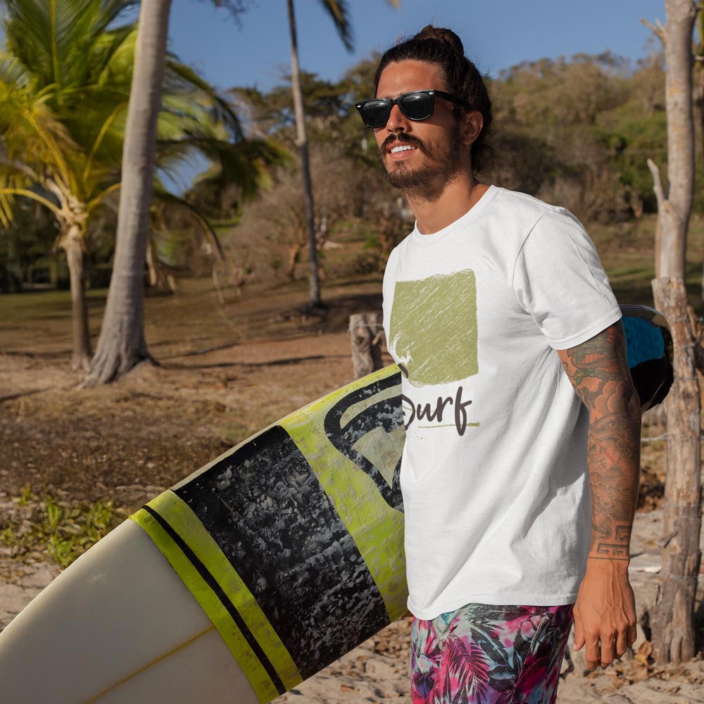 SURF – streetwear tričko z bio bavlny pro ty, co radši chytají vlny než stres | FleekFox v barvě