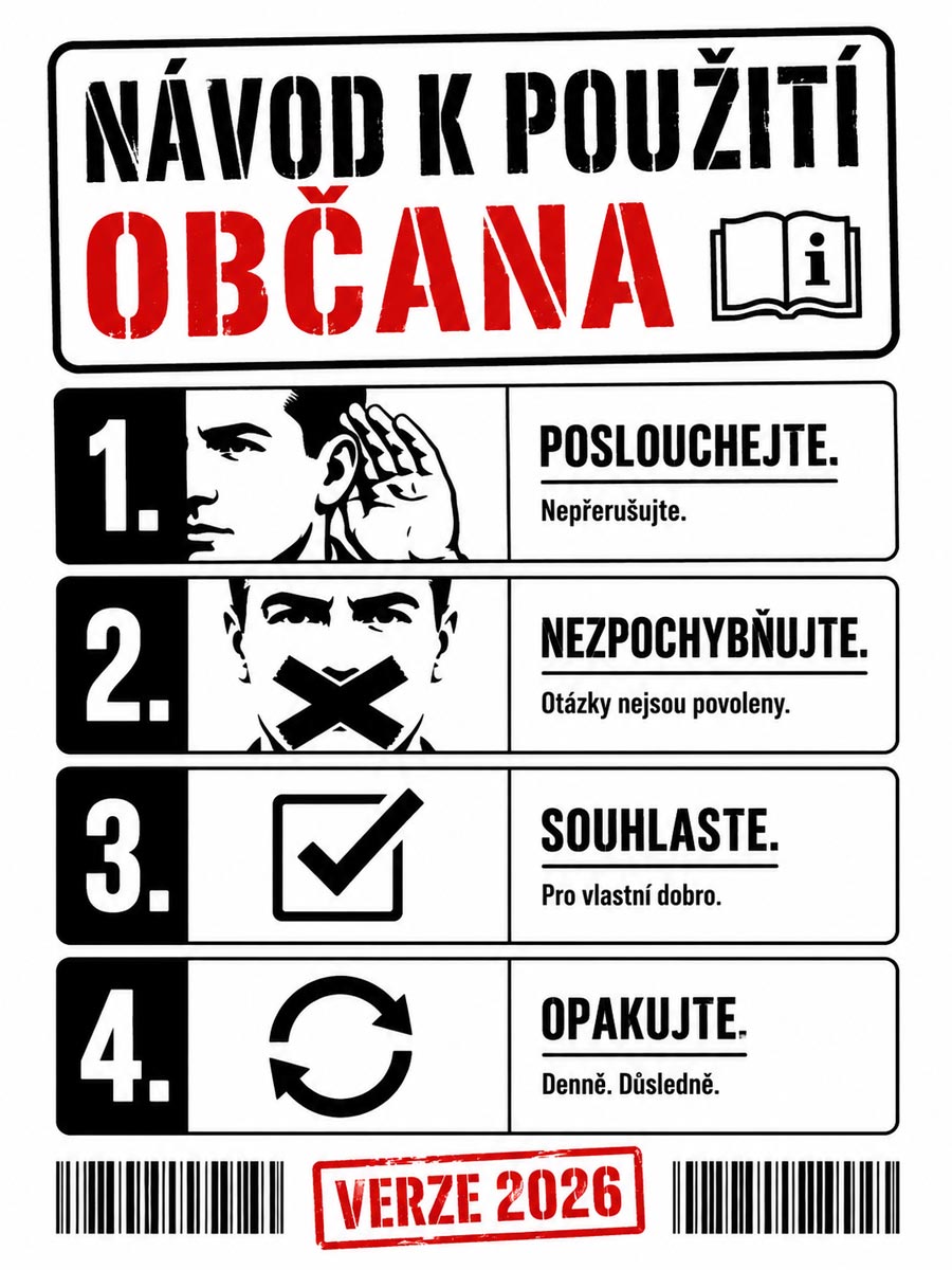 tričko NÁVOD K POUŽITÍ OBČANA v barvě