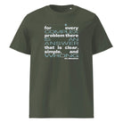 tričko COMPLEX PROBLEM – citát H.L. Mencken. Organická bavlna Stanley/Stella. Fleekfox. barva khaki