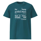tričko COMPLEX PROBLEM – citát H.L. Mencken. Organická bavlna Stanley/Stella. Fleekfox. barva Stargazer