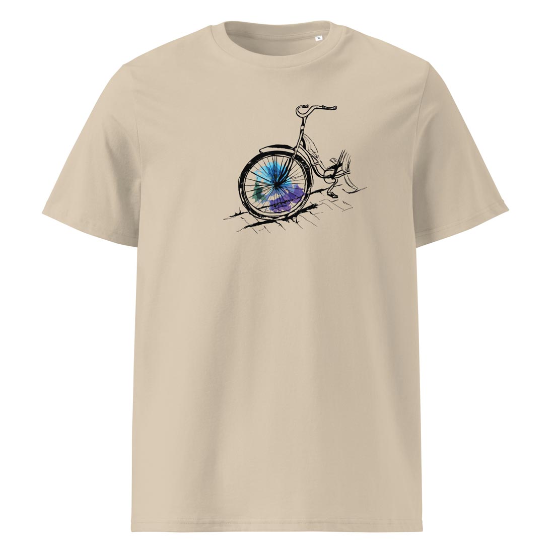 ART BIKE – streetwear tričko z bio bavlny pro cyklisty s duší umělce | FleekFox v barvě Desert Dust