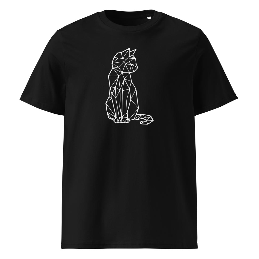 GEOMETRIC CAT – tričko z bio bavlny s kočkou v minimalistickém stylu pro milovníky čistého designu | FleekFox v barvě Black