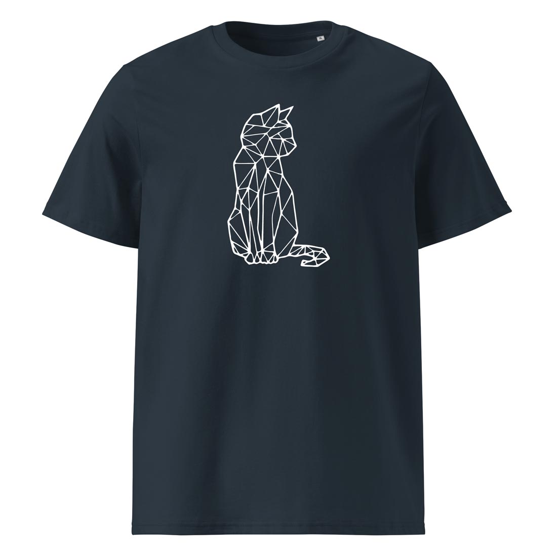 GEOMETRIC CAT – tričko z bio bavlny s kočkou v minimalistickém stylu pro milovníky čistého designu | FleekFox v barvě India Ink Grey