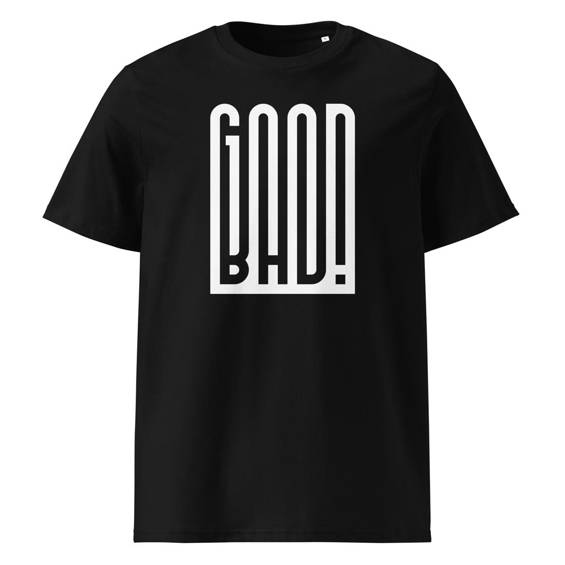 GOOD / BAD – tričko z bio bavlny s optickým efektem pro ty, co nejsou vždycky v lati | FleekFox v barvě Black