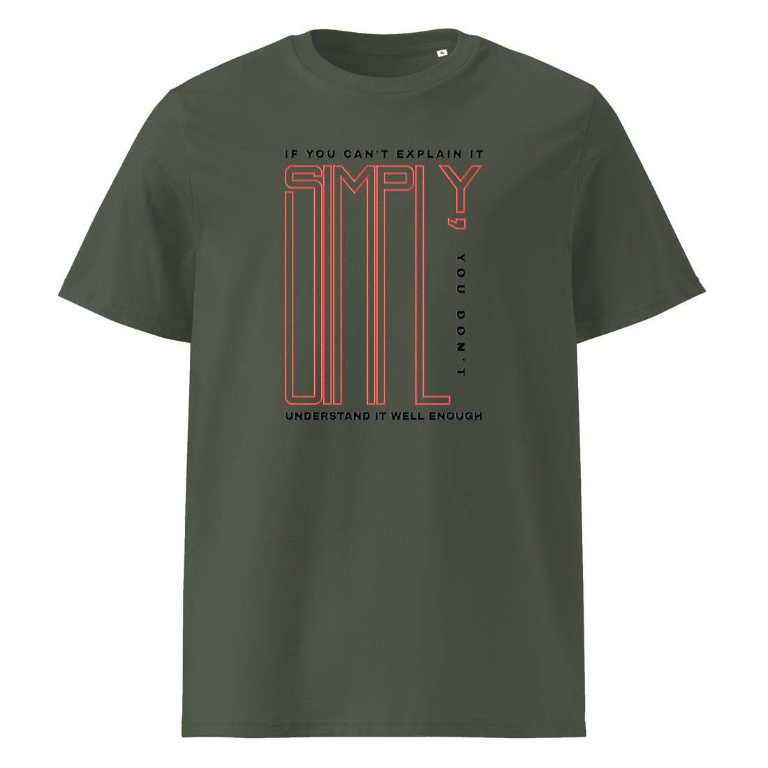 SIMPLY – streetwear tričko z bio bavlny s citátem | FleekFox v barvě Khaki