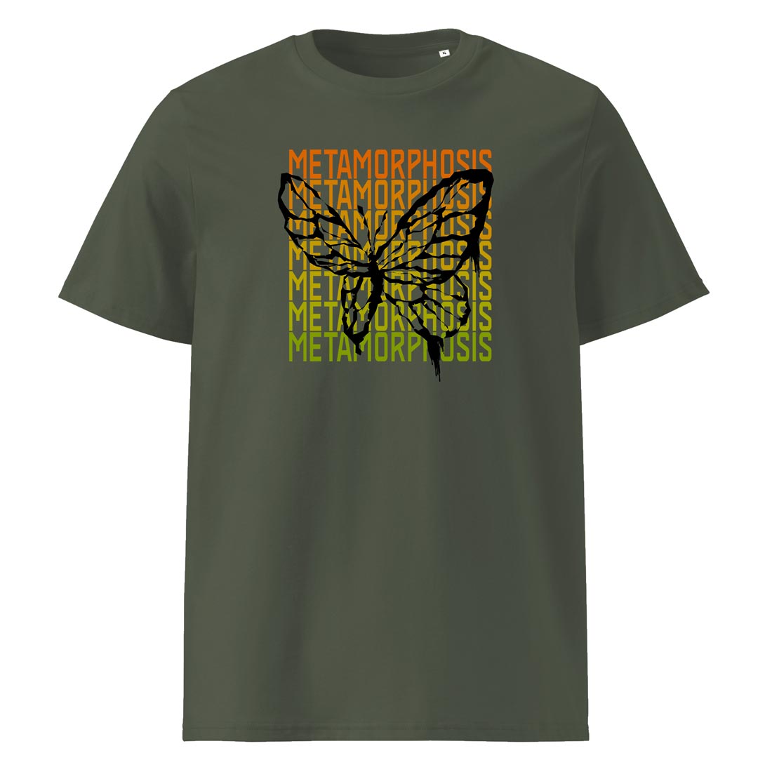 METAMORPHOSIS – streetwear tričko s motivem proměny z bio bavlny | FleekFox v barvě Khaki