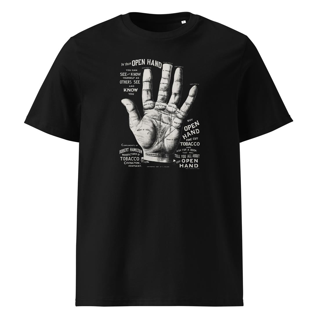 OPEN HAND – vintage tričko z bio bavlny | FleekFox v barvě Black