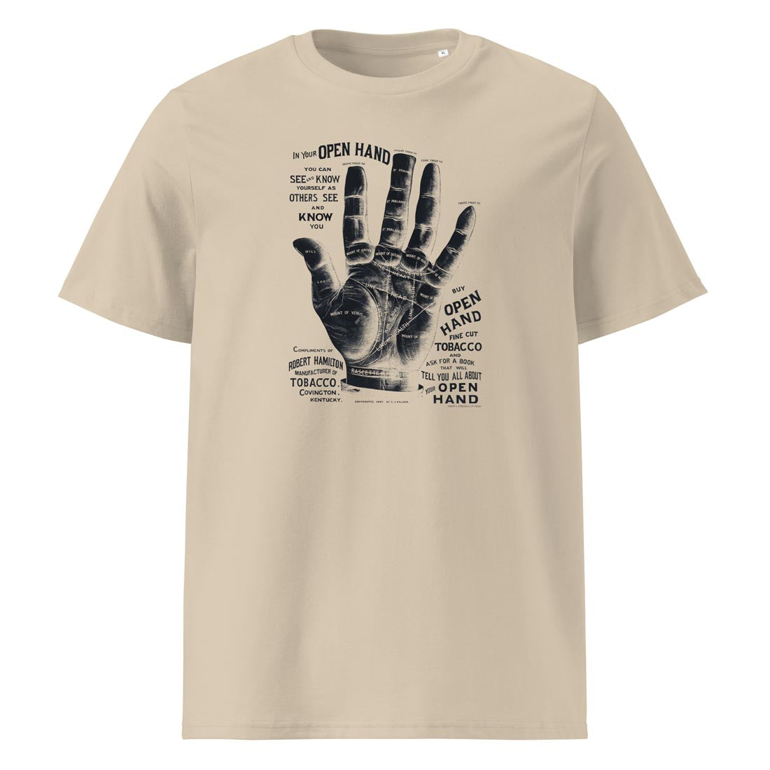 OPEN HAND – vintage tričko z bio bavlny | FleekFox v barvě Desert Dust