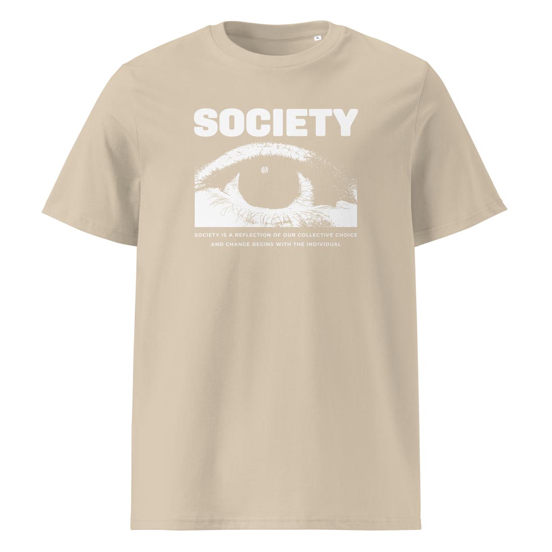 SOCIETY – statement tričko z bio bavlny | FleekFox v barvě Desert Dust