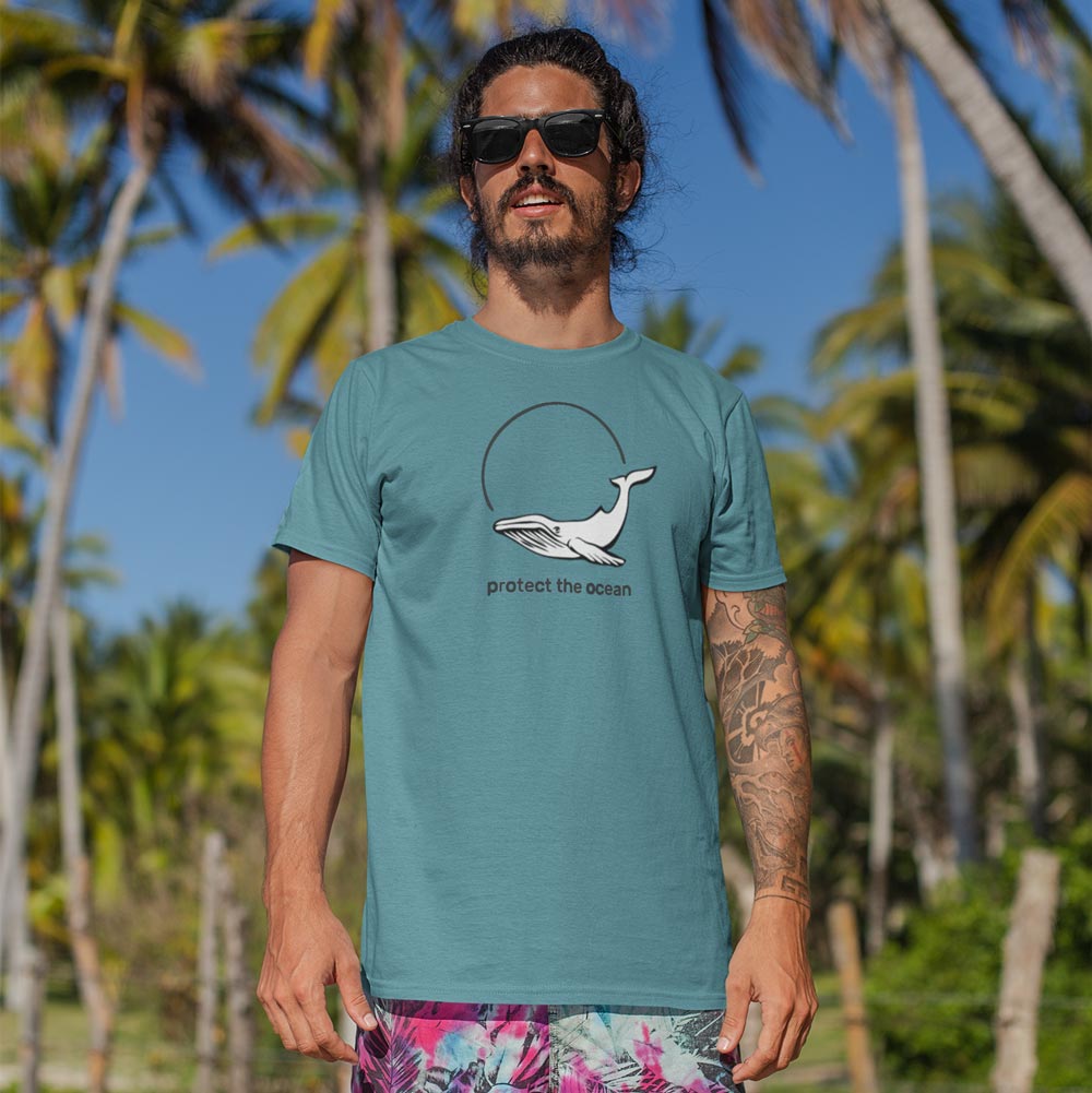 PROTECT THE OCEAN – tričko z bio bavlny s poselstvím pro milovníky moří | FleekFox v barvě