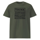 THINK DIFFERENTLY – streetwear tričko z biobavlny s rozbitou typografií | FleekFox v barvě