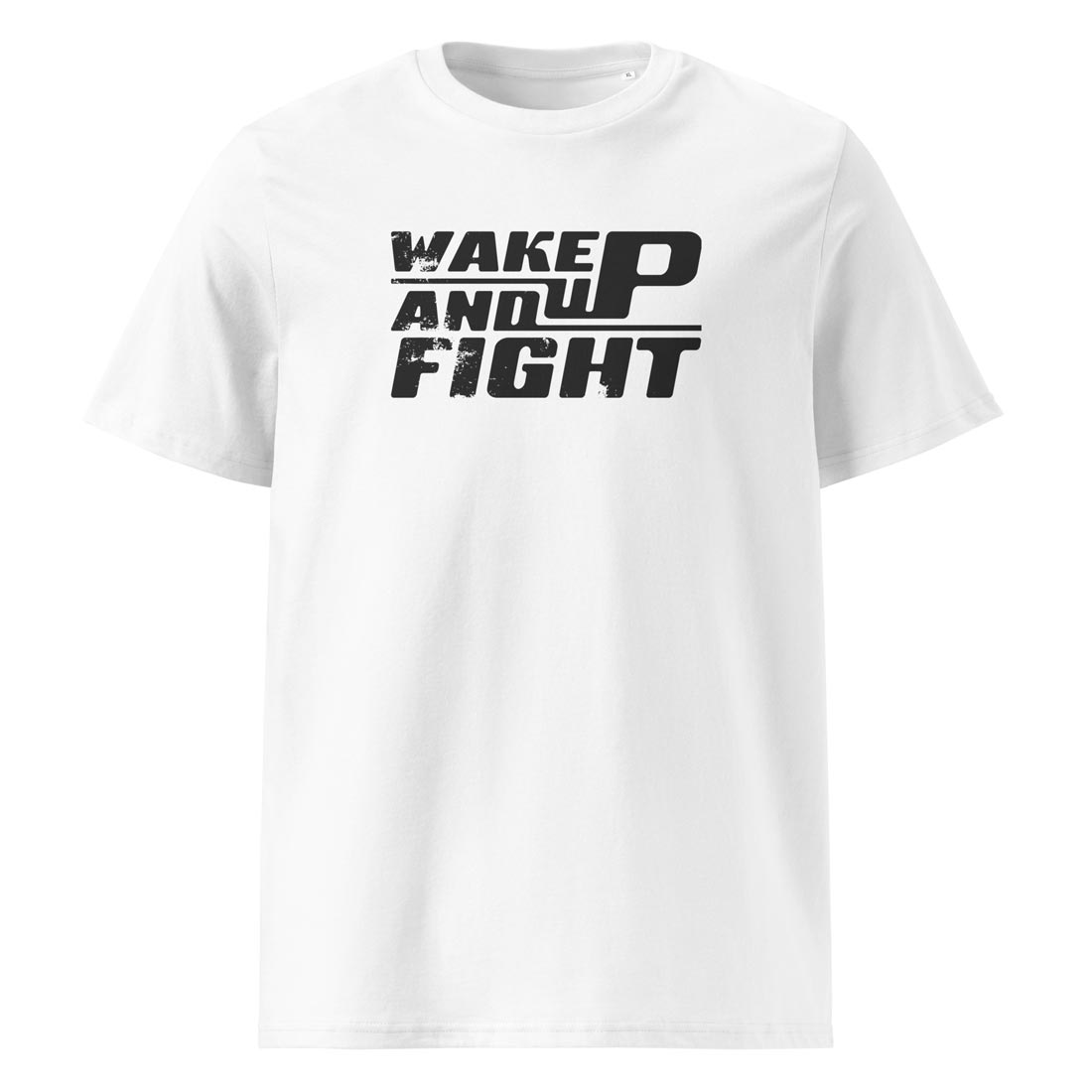 WAKE UP AND FIGHT – streeatwer tričko z bio bavlny | FleekFox v barvě White